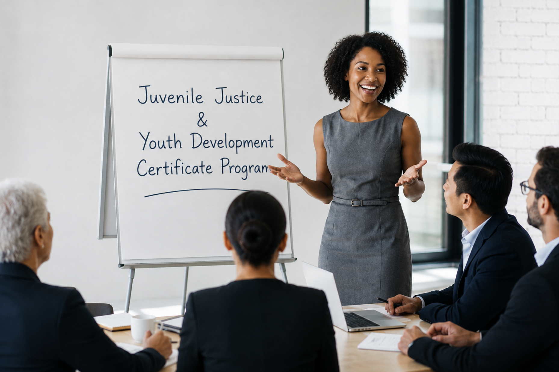 Diverse group of professionals participating in a training session for the Juvenile Justice & Youth Development Certificate Program.