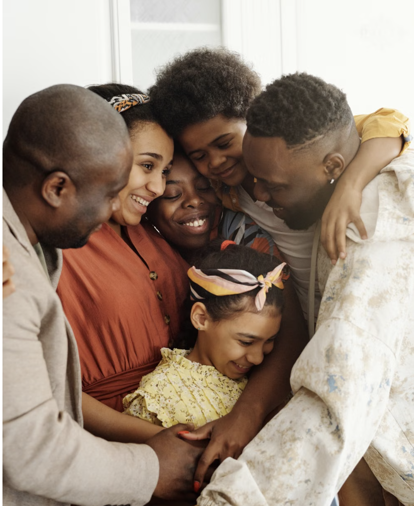 Family members sharing a warm moment together at home.